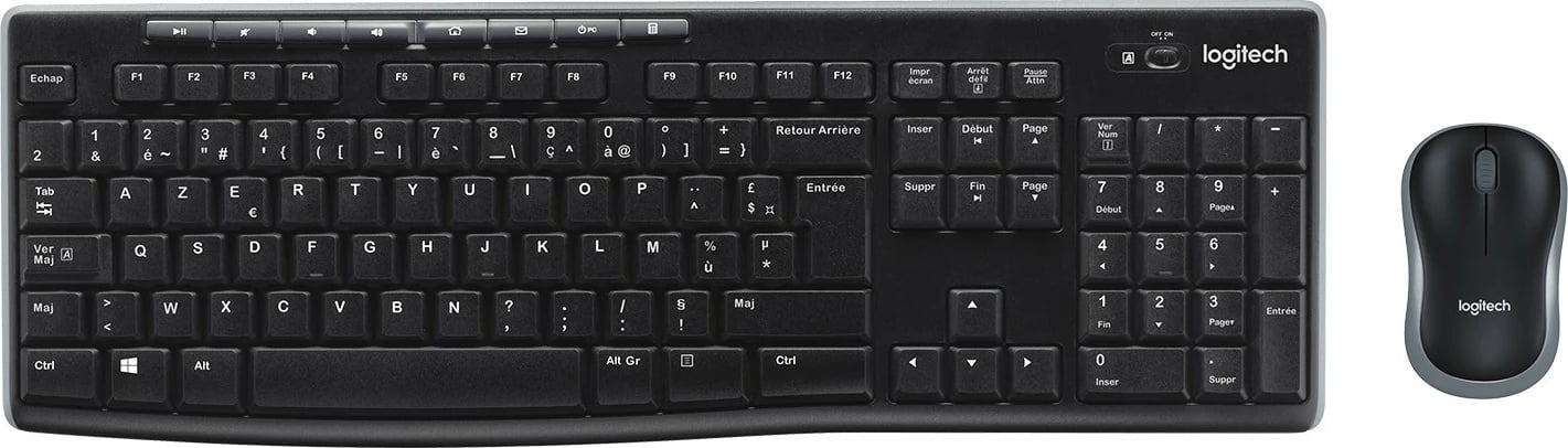 Komplet maus dhe tastierë Logitech MK270, Wireless, AZERTY, E zezë