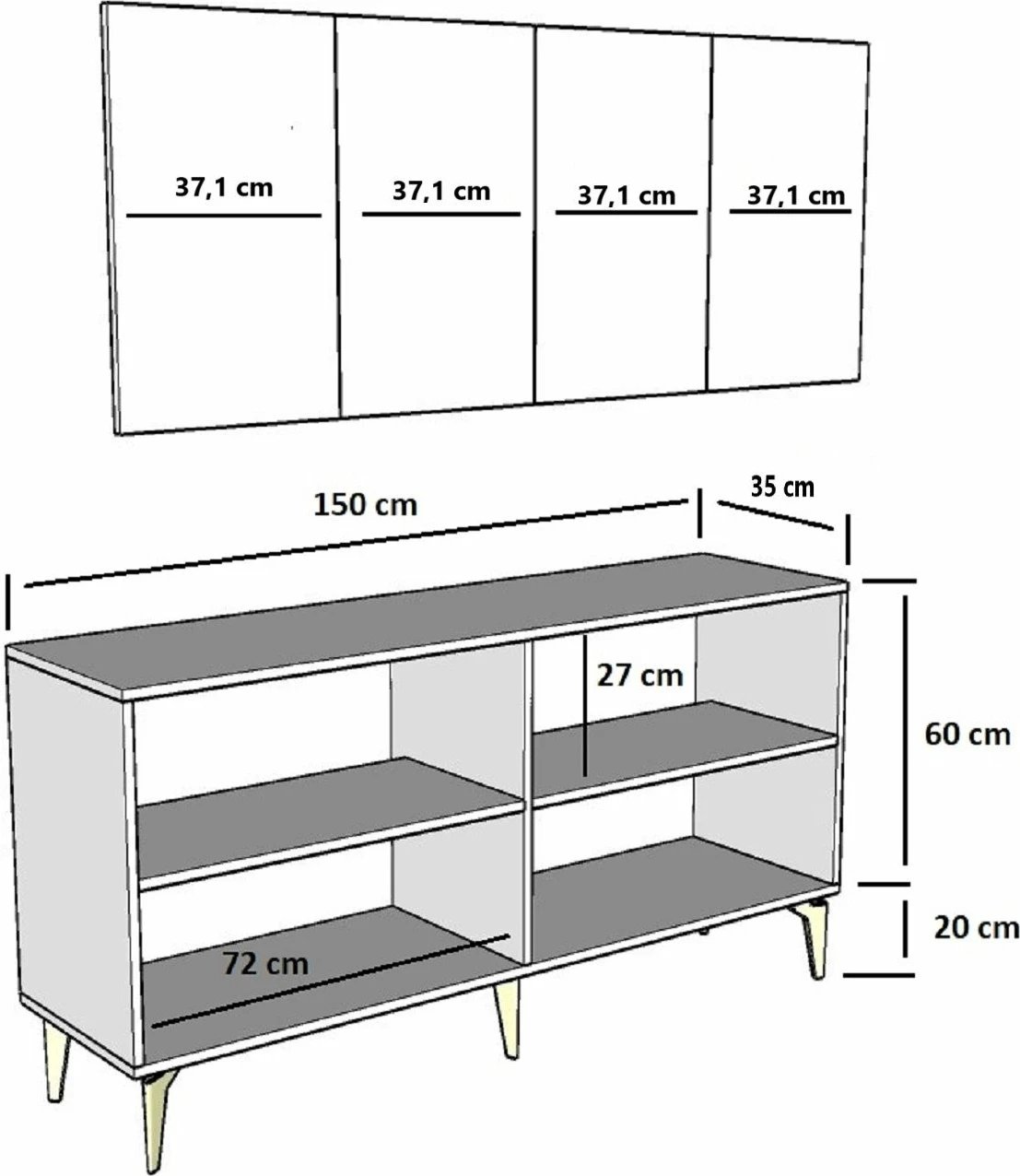 Konsol Skye Decor, Hayat KB150, e bardhë dhe ari