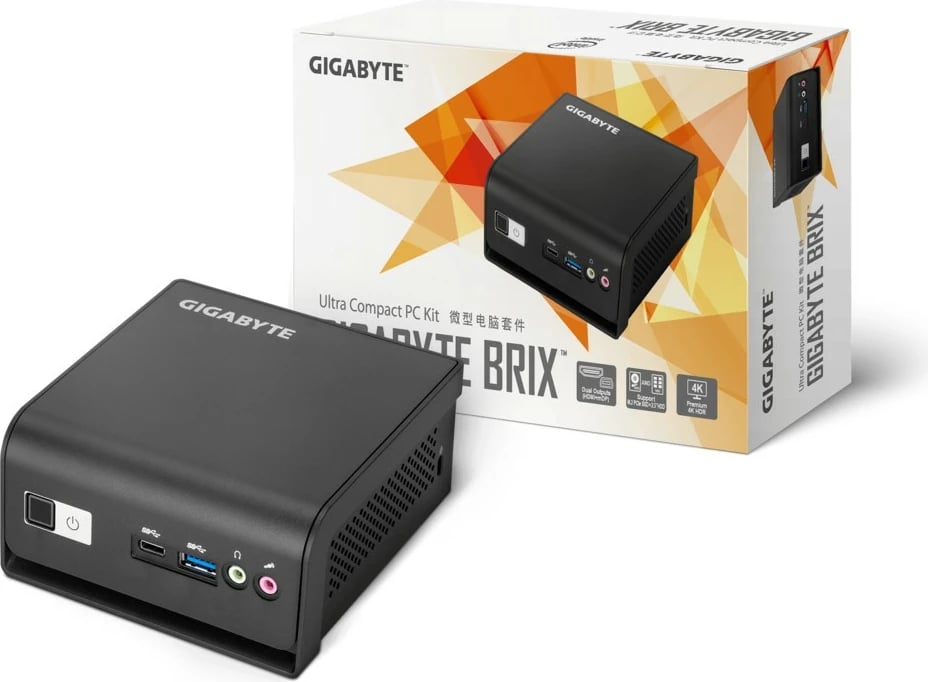 Kasë Gigabyte Brix GB-BMCE-5105 mini-PC barebone e zezë