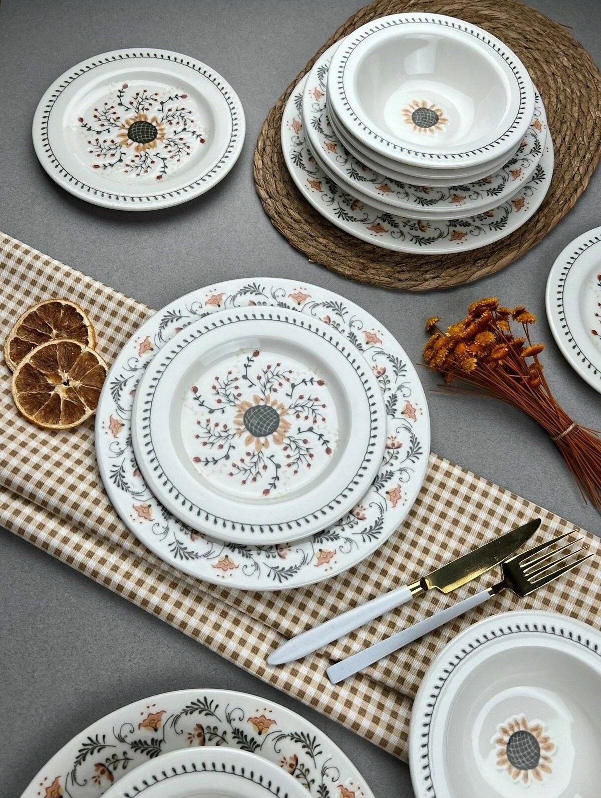 Set enësh për drekë (24 copë), Hermia Concept, Sunflower 24