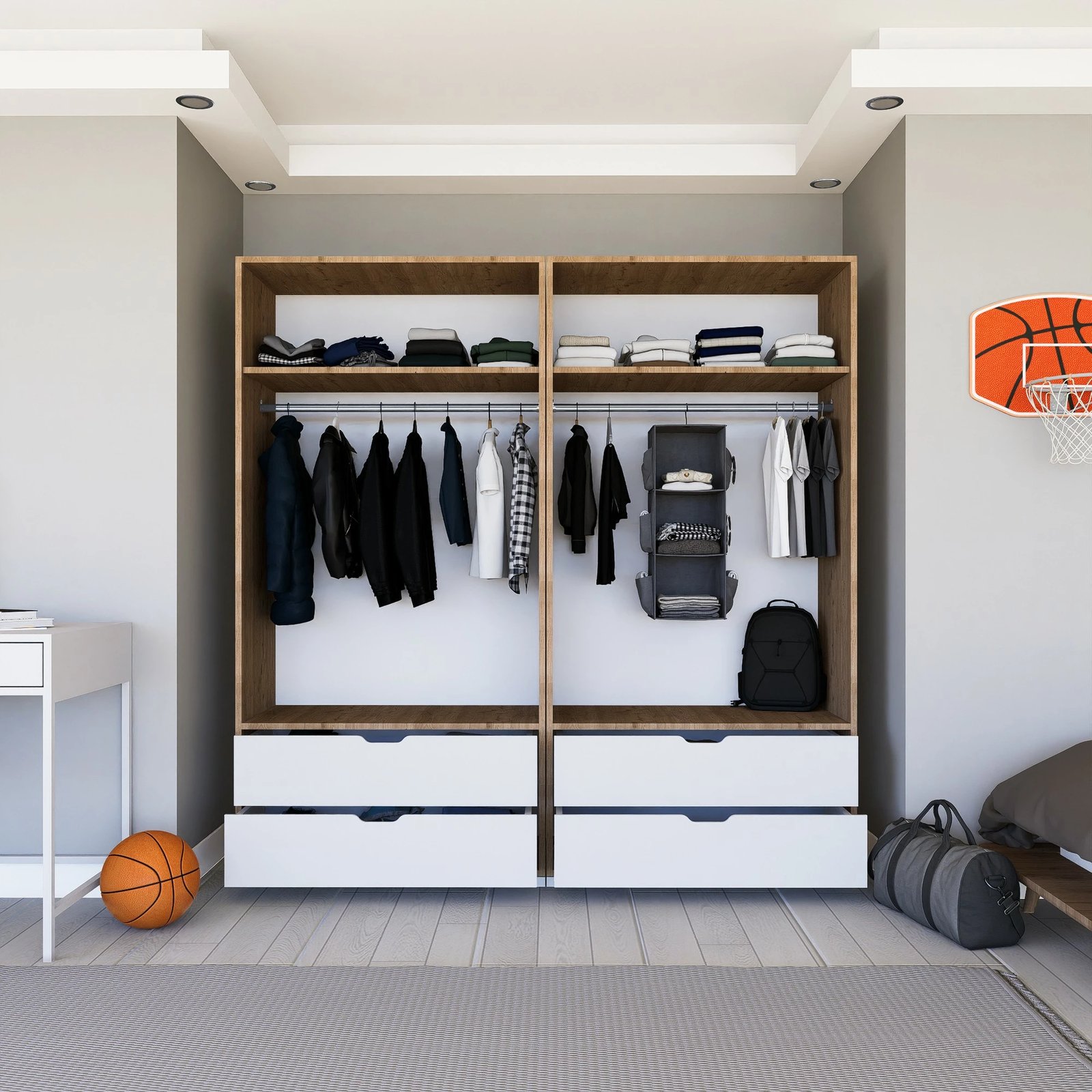 Dollap Skye Decor, ngjyrë arrë e çelët dhe e bardhë, Nisan 1600-021