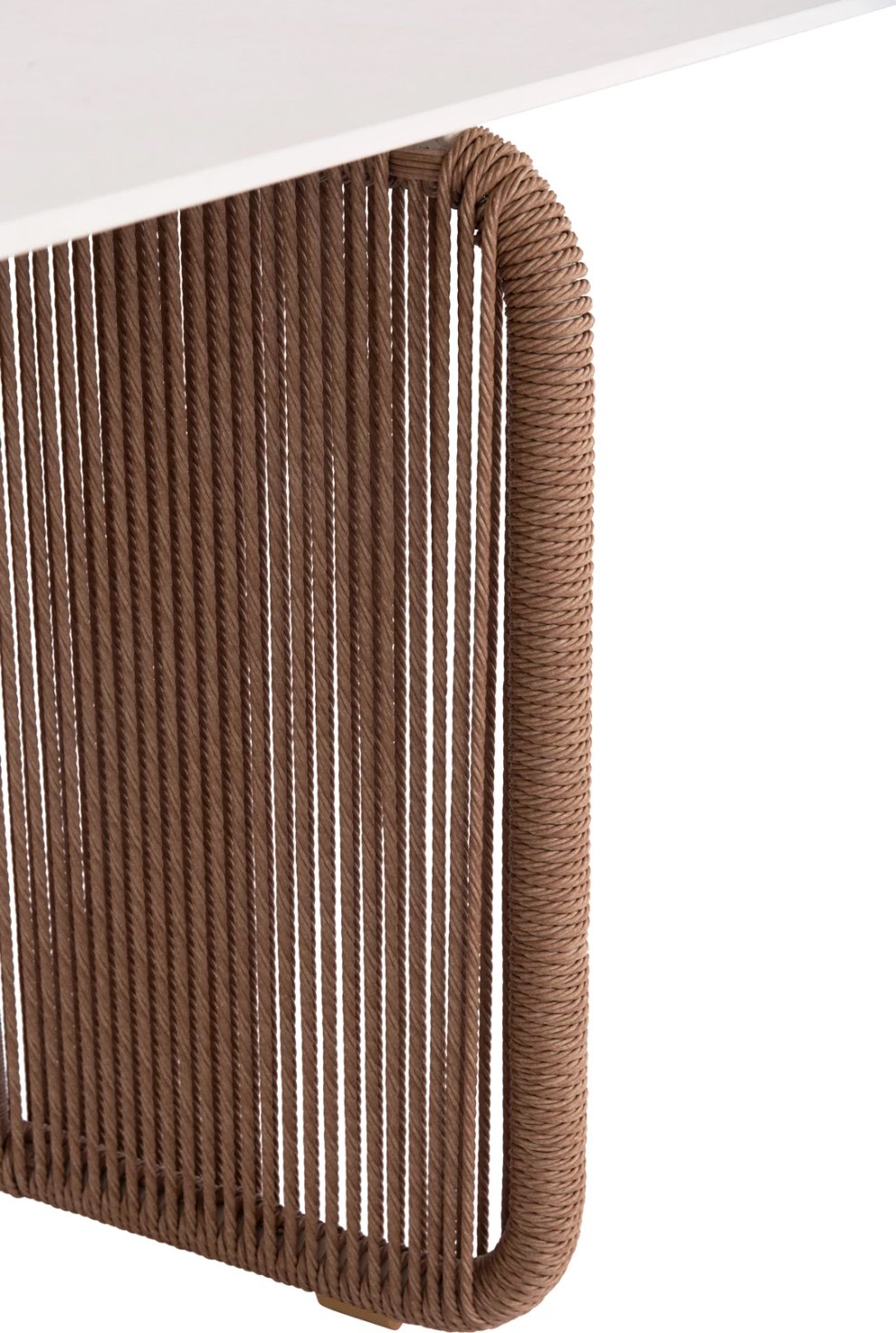 Tavolinë ngrënieje për jashtë, alumini, sipërfaqe sinterizuar, ngjyrë fildishi, thurje ratan, 240x100x73.5cm