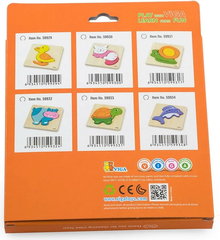 puzzle druri për fëmijë, Viga, Fish, 3 pjesë, 145 x 145 x 18 mm, multingjyrësh