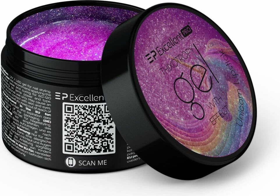 Xhel ndërtues për thonj për femra Excellent PRO Thixotropy Gel With Effect Unicorn Lipstick, 50g