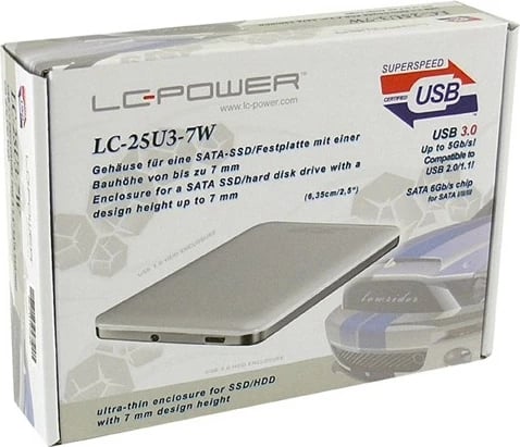 Kasë eksternale LC-Power LC-25U3-7W, 2.5 inch, USB 3.0, alumini, bardhë