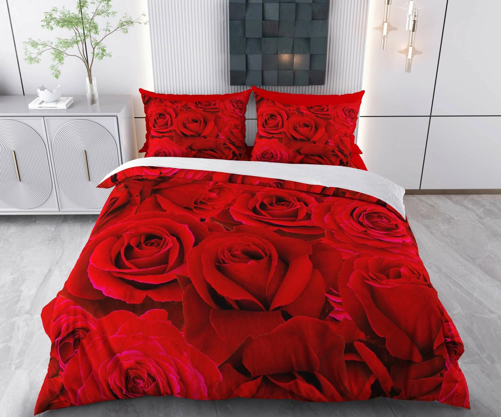 Set mbulesë për jorgan Super King, Rabella, ngjyrë e kuqe, L'Essentiel Linge de Maison