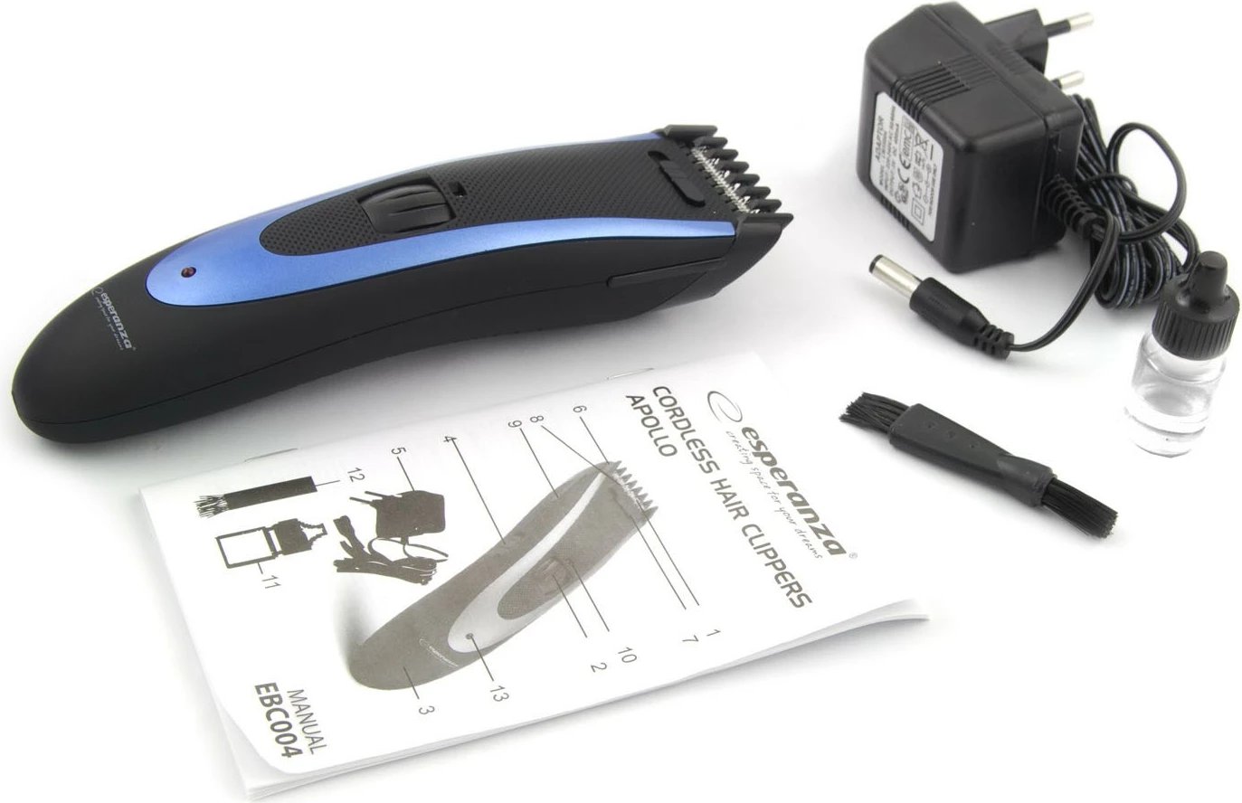 Makinë rroje Esperanza Apollo EBC004 për flokë dhe mjekër, e zezë/blu