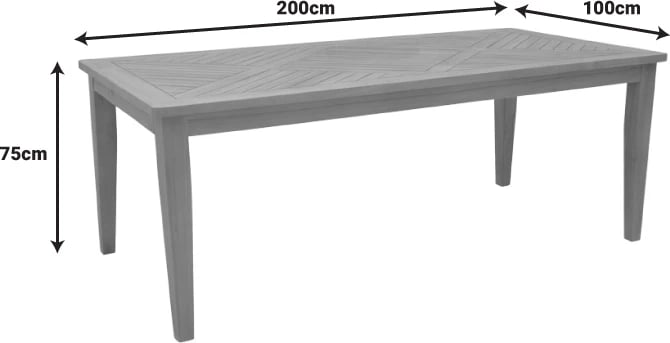 Tavolinë me karrige 7 pjesë Ganny-Mady dru tik, ngjyrë natyrale e zezë, 200x100x75cm
