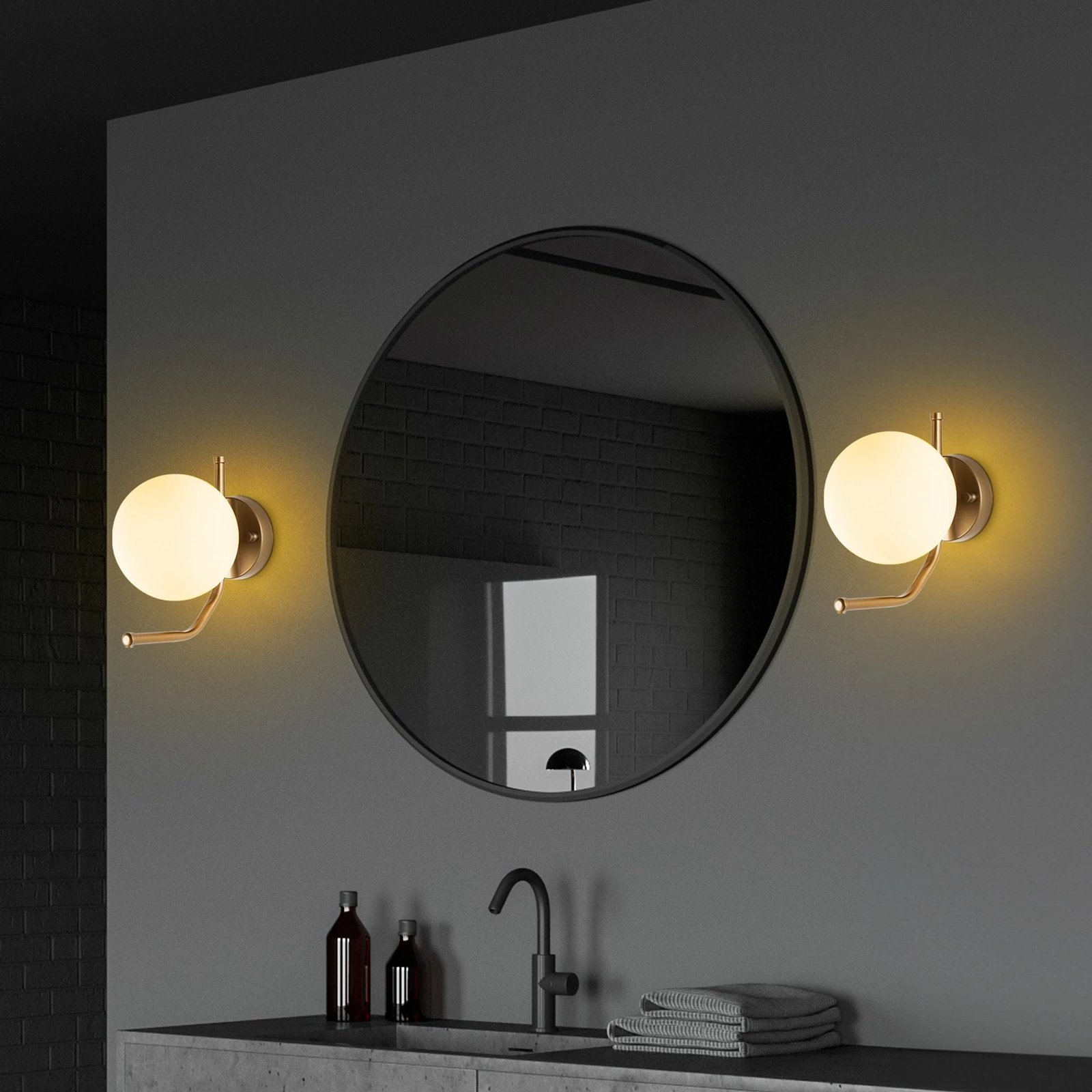 Llambë muri Opviq Faruk, ngjyrë ari dhe e bardhë, 15x22x23 cm