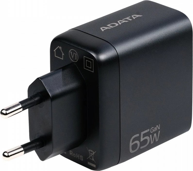 Karikues muri ADATA CHARGERE-0653-QCPDBK, 65W GaN, 2x USB-C, 1x USB-A, i zi