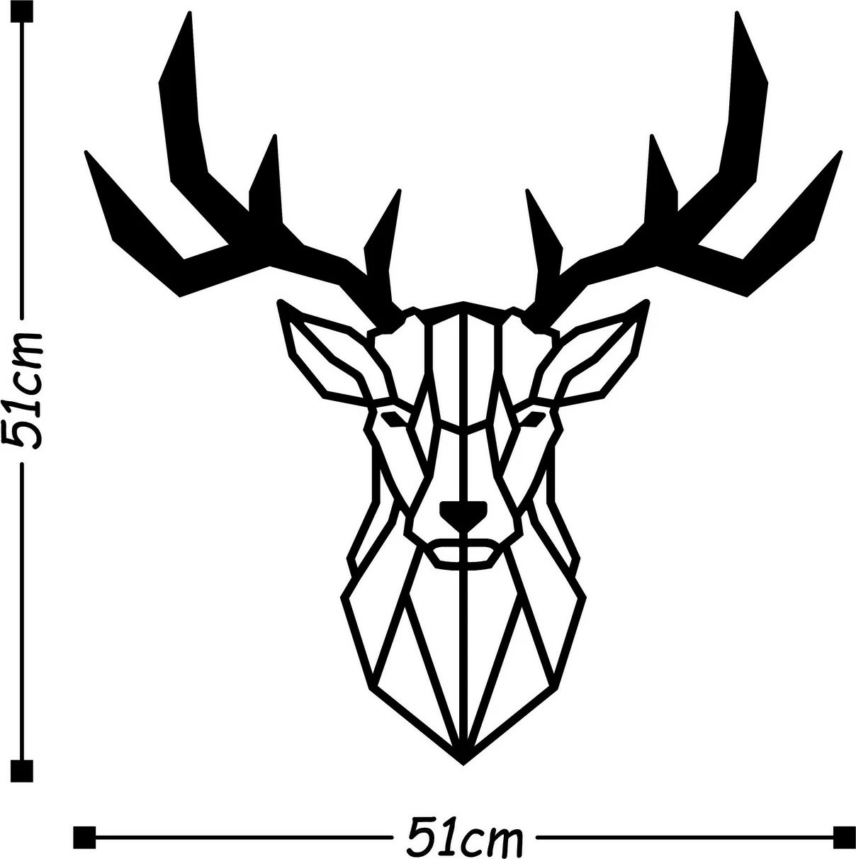 Aksesor dekorativ muri prej metali, Wallity, Deer2, ngjyrë e zezë, 51x51cm