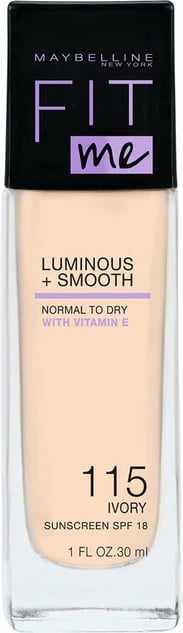 Fondatinë Maybelline Fit Me Luminous + Smooth për femra 115 Ivory 30ml