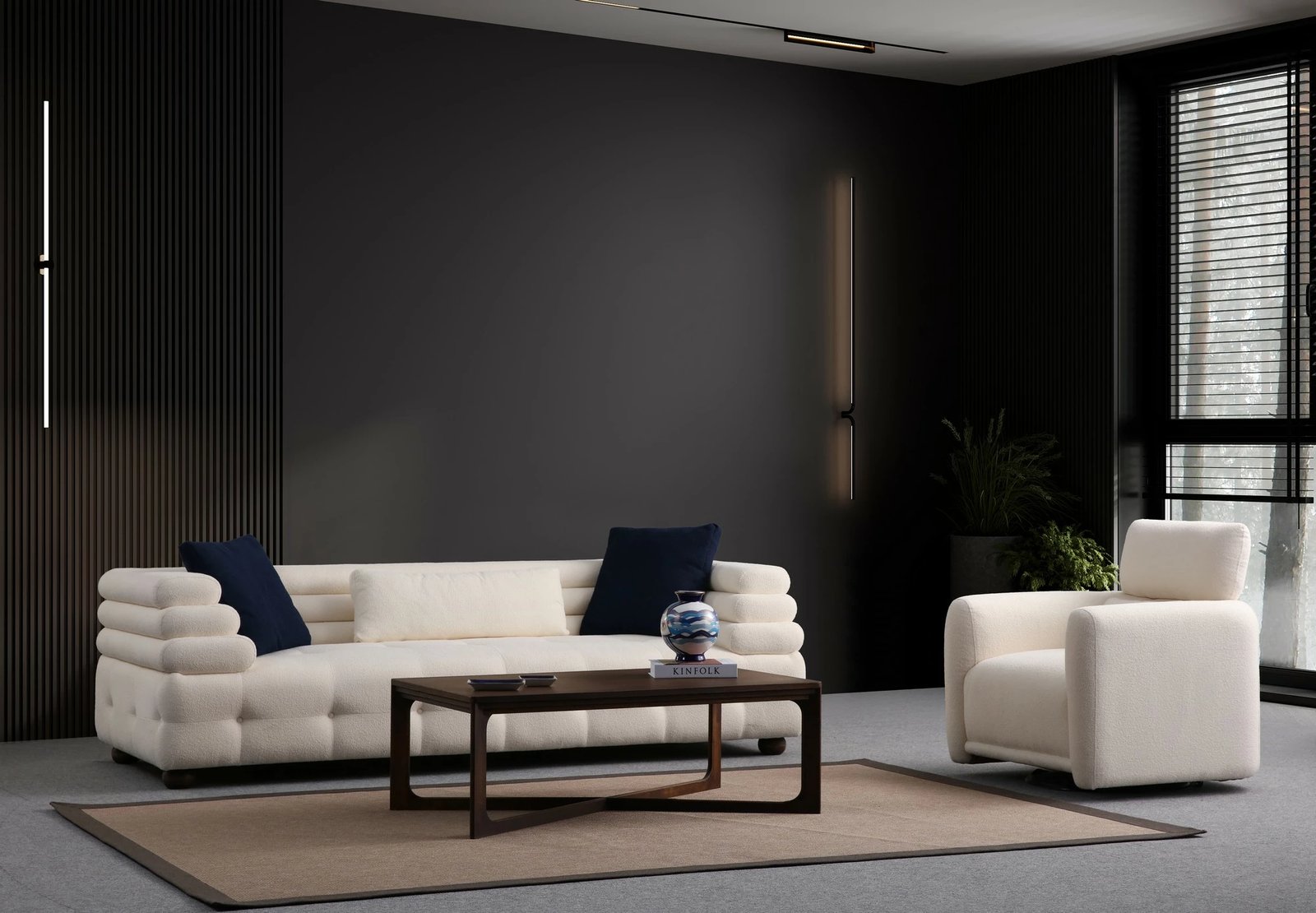 Divan treshe Atelier del Sofa, Boston 3, i bardhë