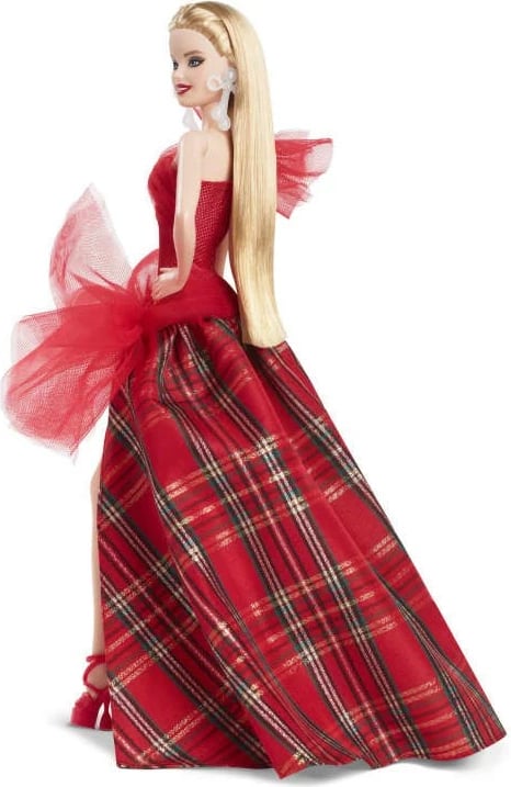 Kukull Barbie Mattel HRM61 Collector's Christmas 2024, bionde, me fustan të kuq