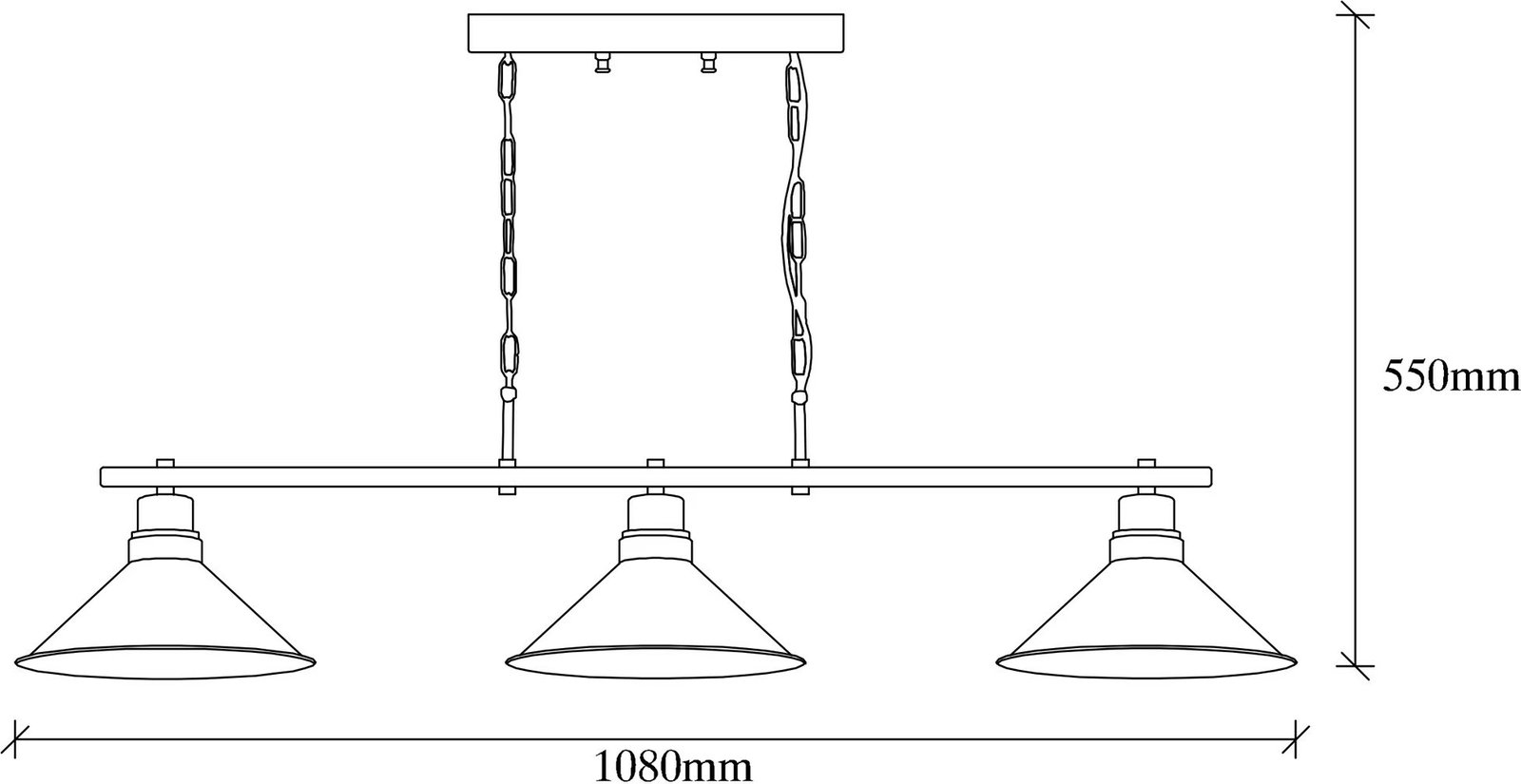 Llambë tavani Opviq, Sivani - MR - 835, ngjyrë e zezë, 108x24x55 cm