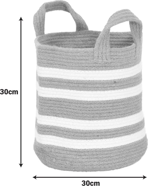 Shportë dekorative Mibra, pambuk-jutë, ngjyrë bezhë-bardhë, 30x30cm