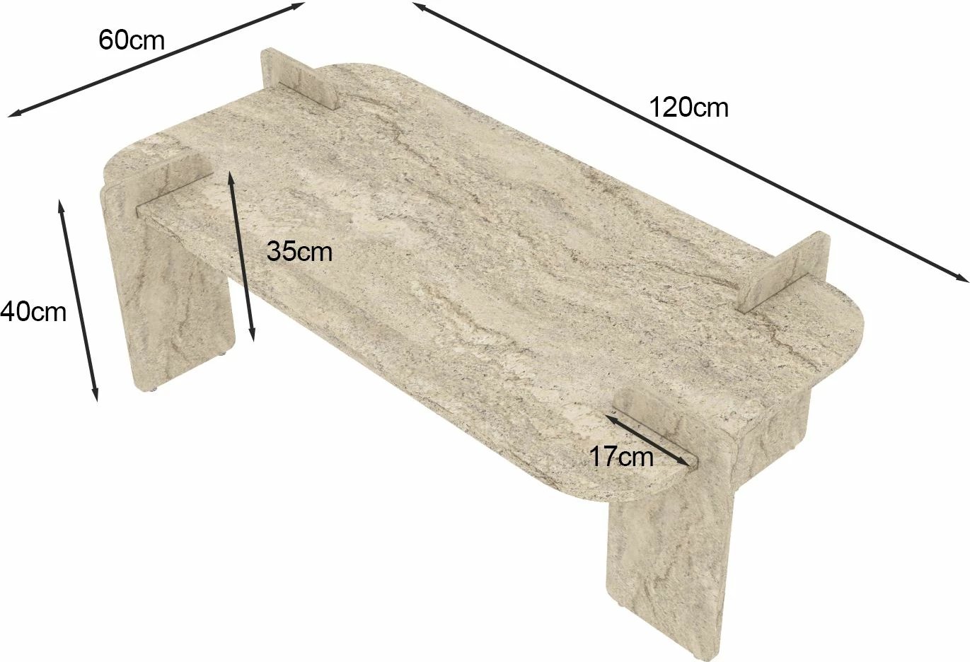 Tavolinë kafeje Skye Decor, ngjyrë travertine