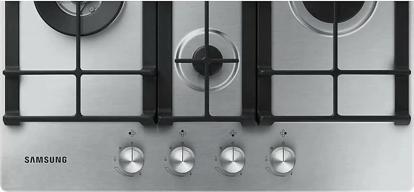 Pianurë gazi e inkastruar, Samsung NA64H3041BS/L1, 4 djegës, 10.3 kW, ndezje elektrike, grila gize, mbajtëse Wok, argjendtë Inox