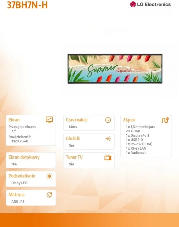 Monitor i madh formati LG 37BH7N-H, 37", 32:9, 700 cd/m², i zi