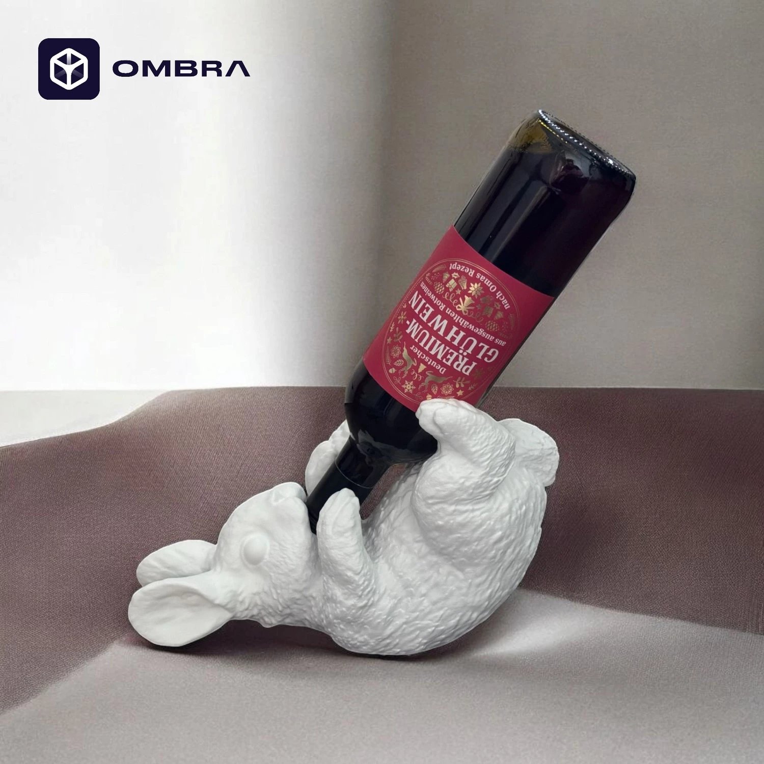 Mbajtëse e shishes së verës "Bunny Wine Holder", e bardhë
