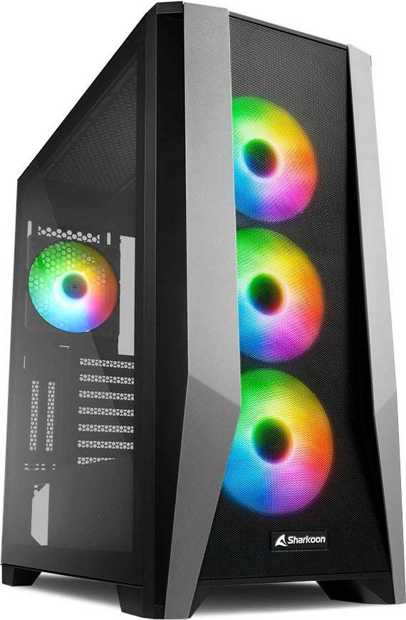 Kasë Sharkoon TG7M RGB midi, e zezë