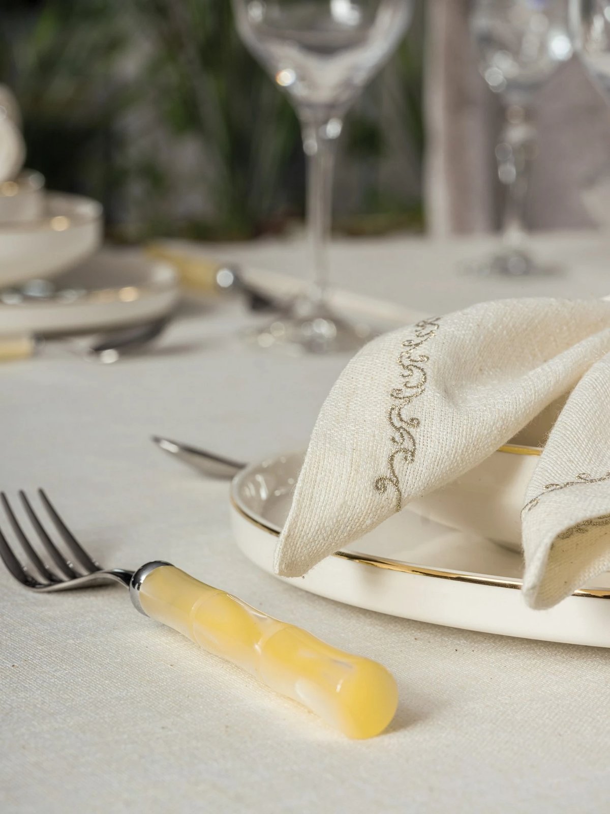 Set mbulesash tavoline (8 copë), L'essentiel, Pera, ngjyrë ecru