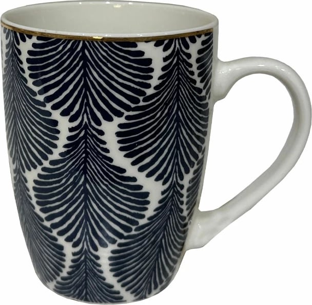 Filxhan Fleur, porcelan i bardhë, detaje blu e ar, 8x8x11cm