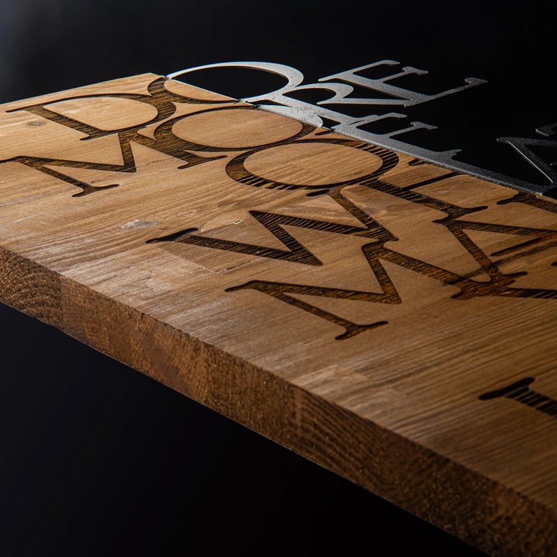 Dekor muri Haper, dru pishe natyrale, metal i zi, 42x3x58cm