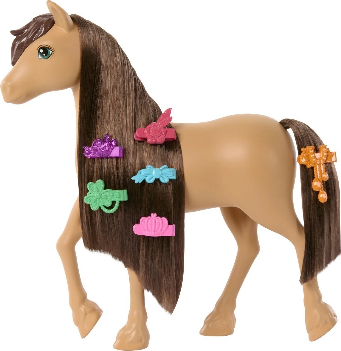 Lodër kalë Barbie Mysteries The Great Horse Chase Pepper me flokë të gjatë për stilim, Bezhe/Kafe