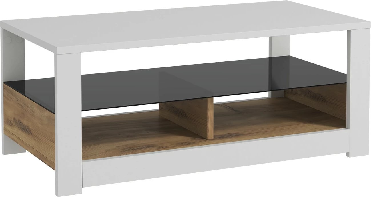 Tavolinë kafeje Skye Decor, Aydos, e bardhë dhe lis