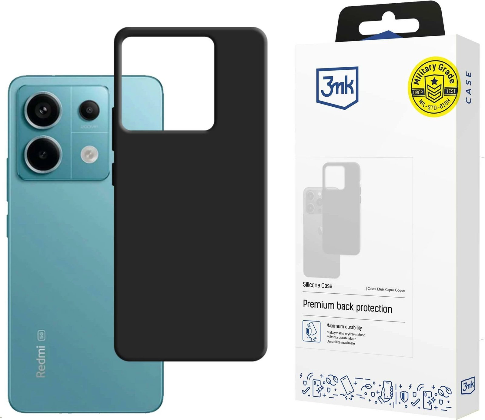 Mbështjellës silikoni 3mk për Xiaomi Redmi Note 13 Pro 5G, zi