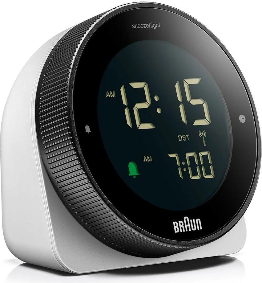 Orë alarmi Braun BC 24 W DCF, LCD, ndriçim i gjelbër/bardhë, zi/bardhë