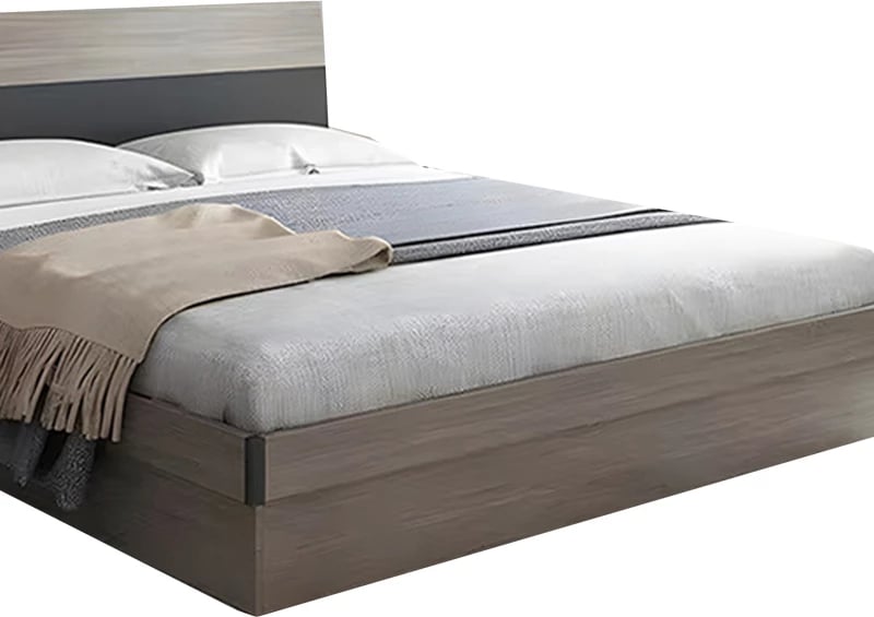 Krevat dopio me depo Daizy ngjyrë arre e lehtë-gri 150x200cm