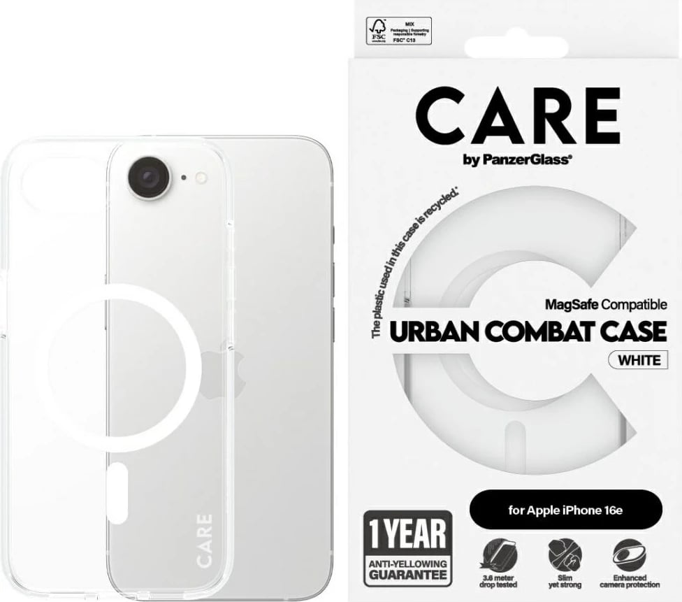 Mbështjellës PanzerGlass CARE Urban Combat, për iPhone 16e, MagSafe, Transparent