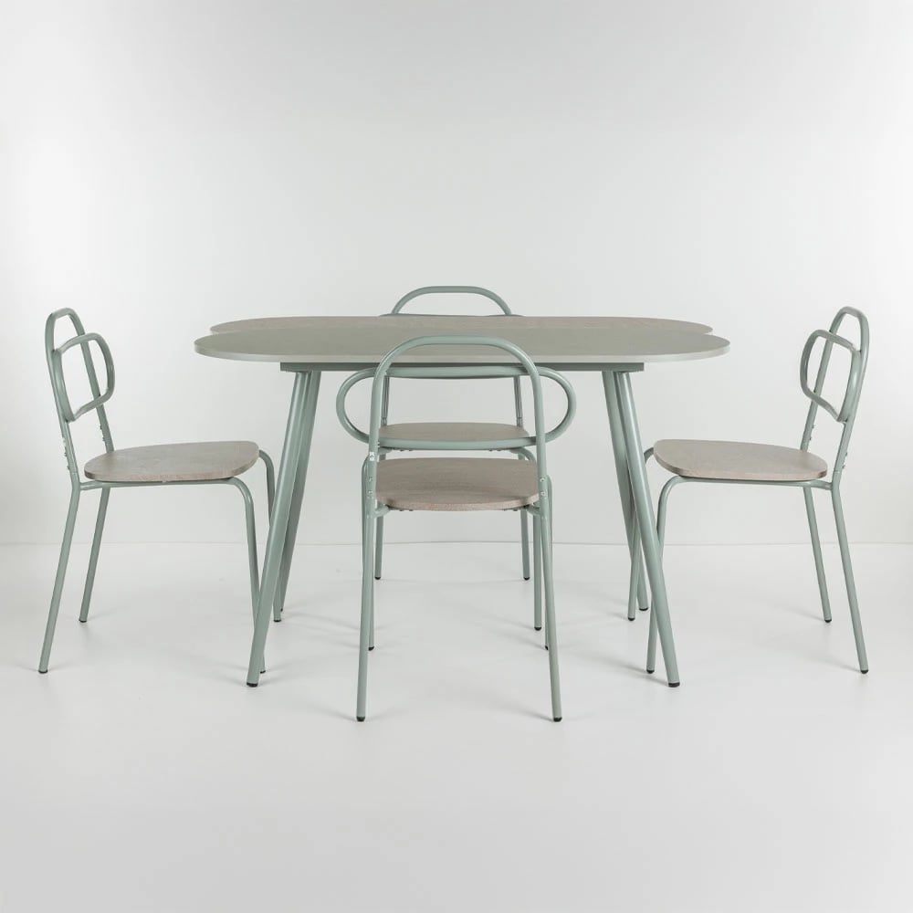 Tavolinë me karrige italiane, 4+1, ngjyrë gri-gur, 120x75x75