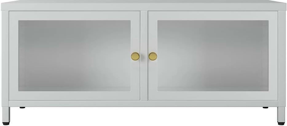 TV komodinë metalike Nextdeco me dyer të hapura, e bardhë H40x90x30cm