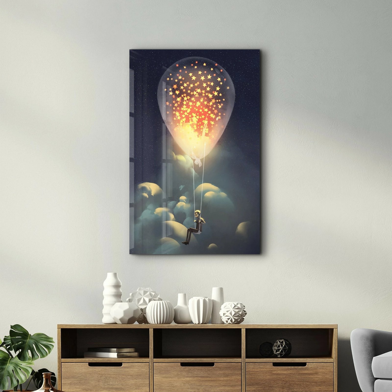 Pikturë dekorative prej xhami të temperuar, shumëngjyrëshe, CAM-4035, 46x72cm