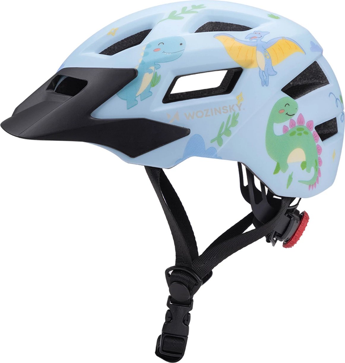 Helmetë biçiklete MTB për fëmijë, Wozinsky HT-45JS, rregullim 360°, me strehë të çmontueshme, madhësia S (52-56 cm), blu e çelët
