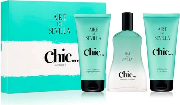 Set Eau de Toilette Aire de Sevilla Chic për femra, 100ml + 150g + 100g