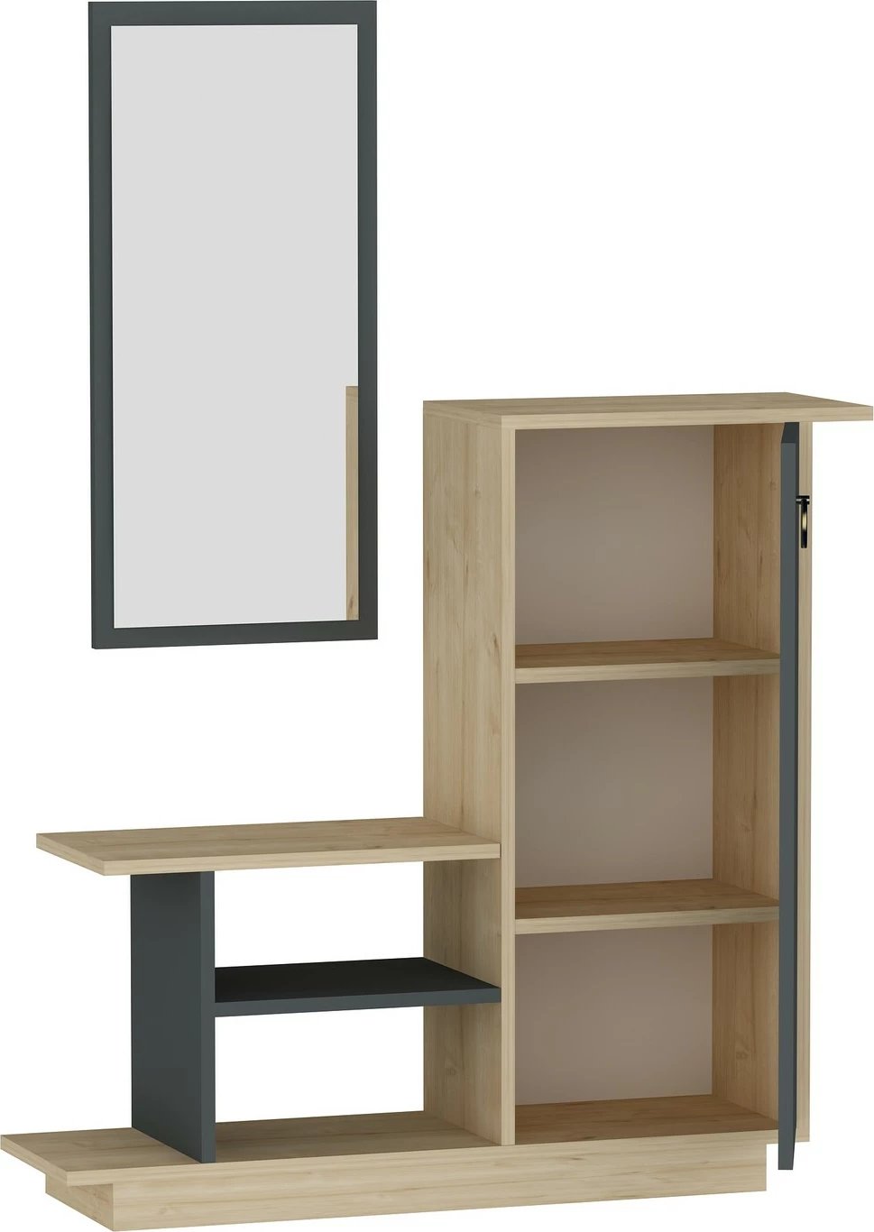 Stendë për korridor, stil skandinav, ngjyrë lis dhe antracit, Hanah Home, Asia