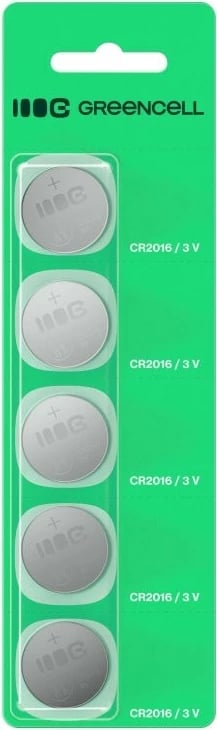 Bateri buton litium, Green Cell, CR2016 (X5CR2016), 3V 80mAh, set 5 copë