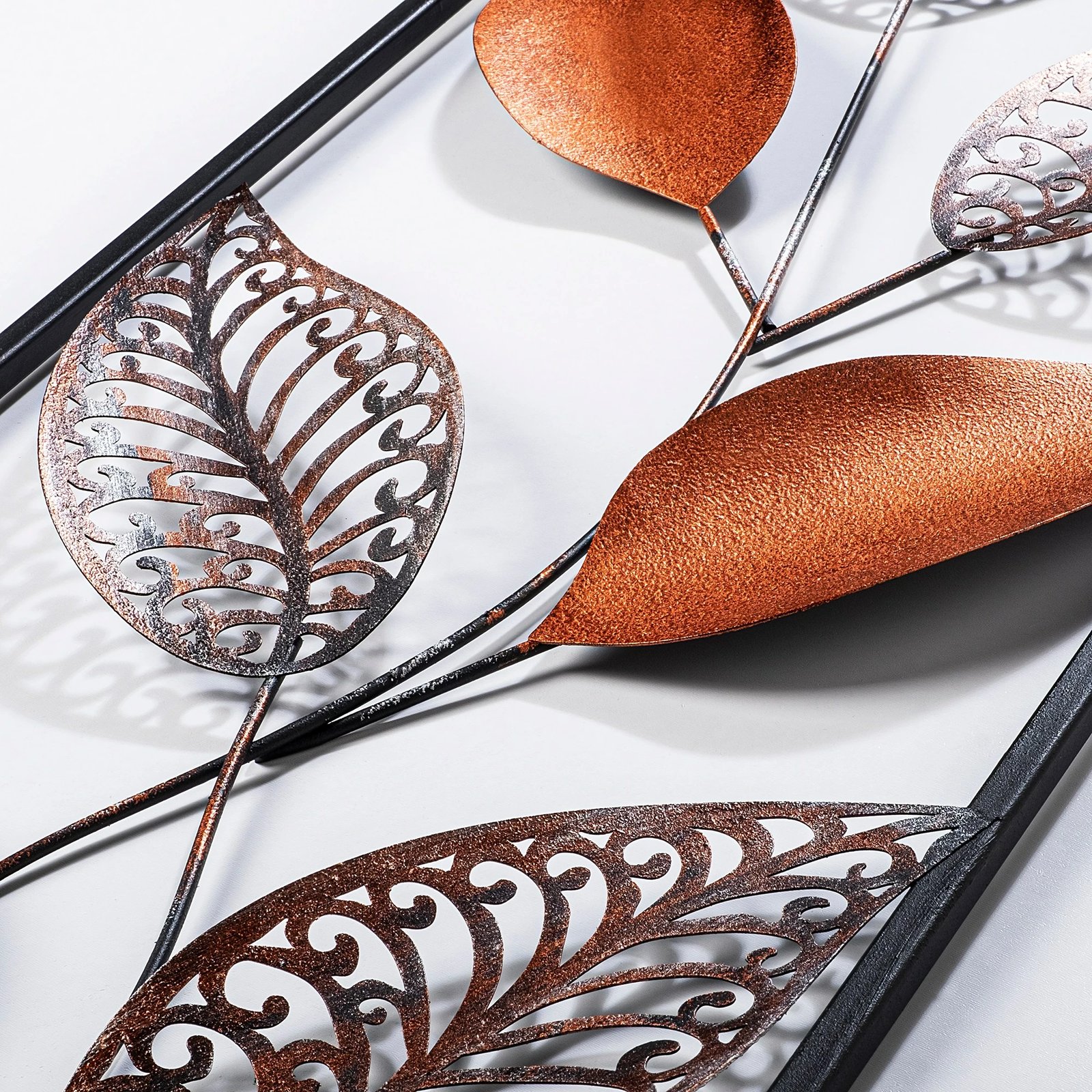 Aksesor dekorativ metalik për mur, Wallity, Leaf 3, shumëngjyrësh, 32x90cm