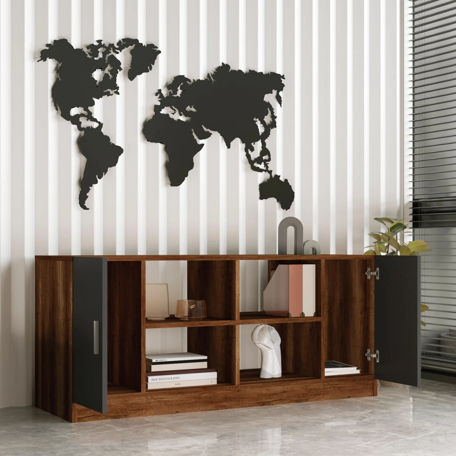 Dollap multifunksional, ngjyrë arr dhe antracit, Hanah Home, Vo6-Ba