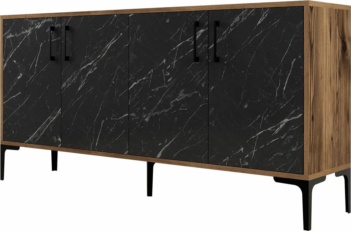 Konsolë Hanah Home, Kiev 160, ngjyrë arre, mermer i zi