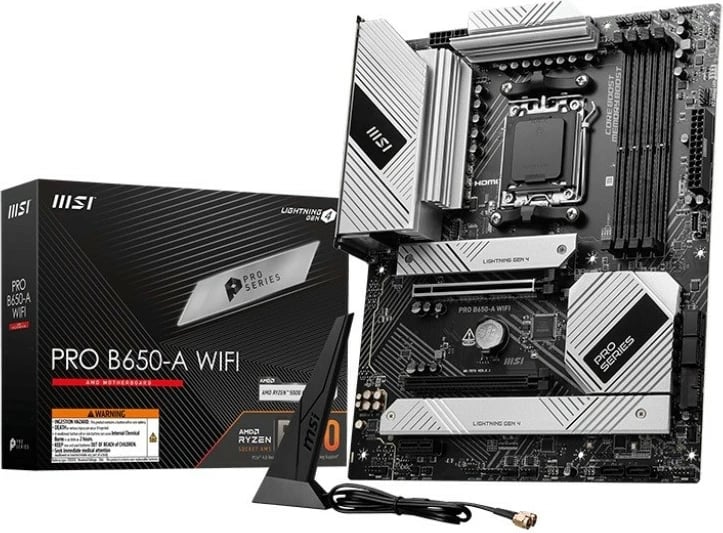 Pllakë amë MSI PRO B650-A WIFI, Socket AM5, DDR5, ATX, e zezë