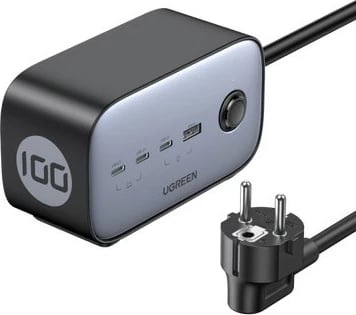 Prizë Ugreen DigiNest Pro, 1 dalje AC, 4 porta USB Type A/Type C, 1.8m, gri/zezë