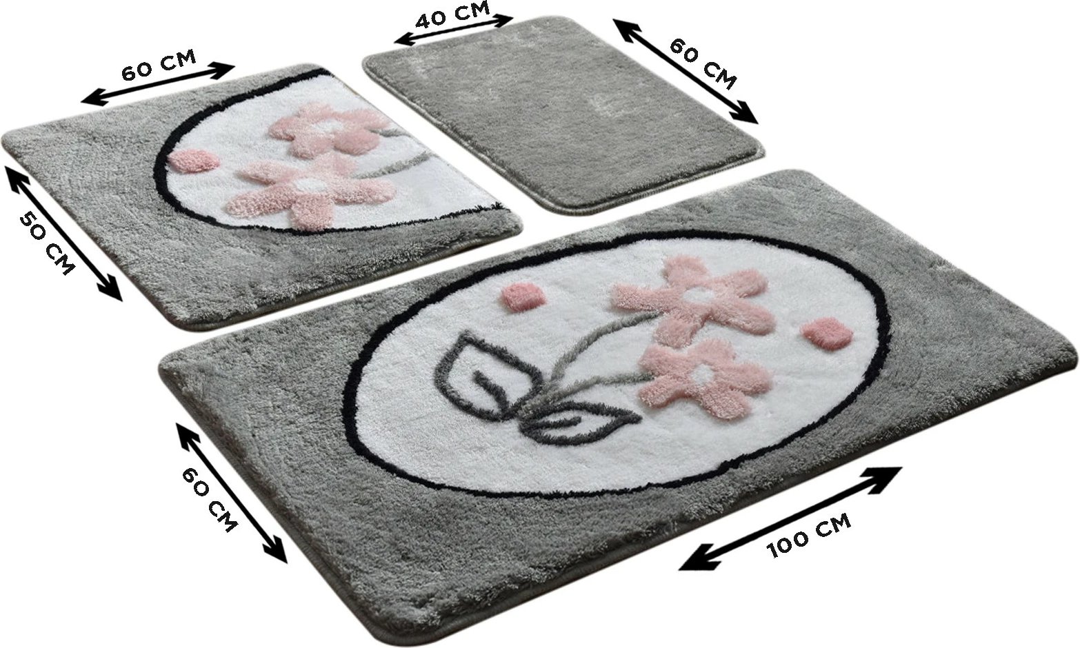 Set tapetë banjoje akrilik (3 copë), Mijolnir, Ladure, gri