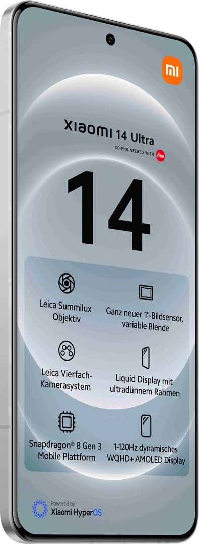 Celular Xiaomi 14 Ultra, 6.73", 16+512GB, 5G, DS, i bardhë