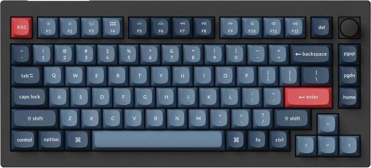 Tastierë mekanike Keychron V1 Max, 75%, Banana Switch, ngjyrë blu-e zezë