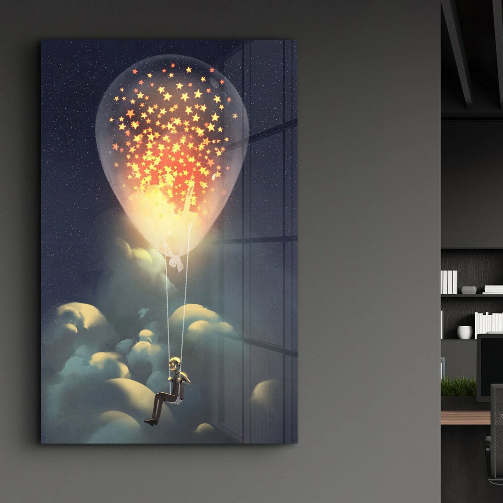 Pikturë dekorative prej xhami të temperuar, shumëngjyrëshe, CAM-4035, 46x72cm